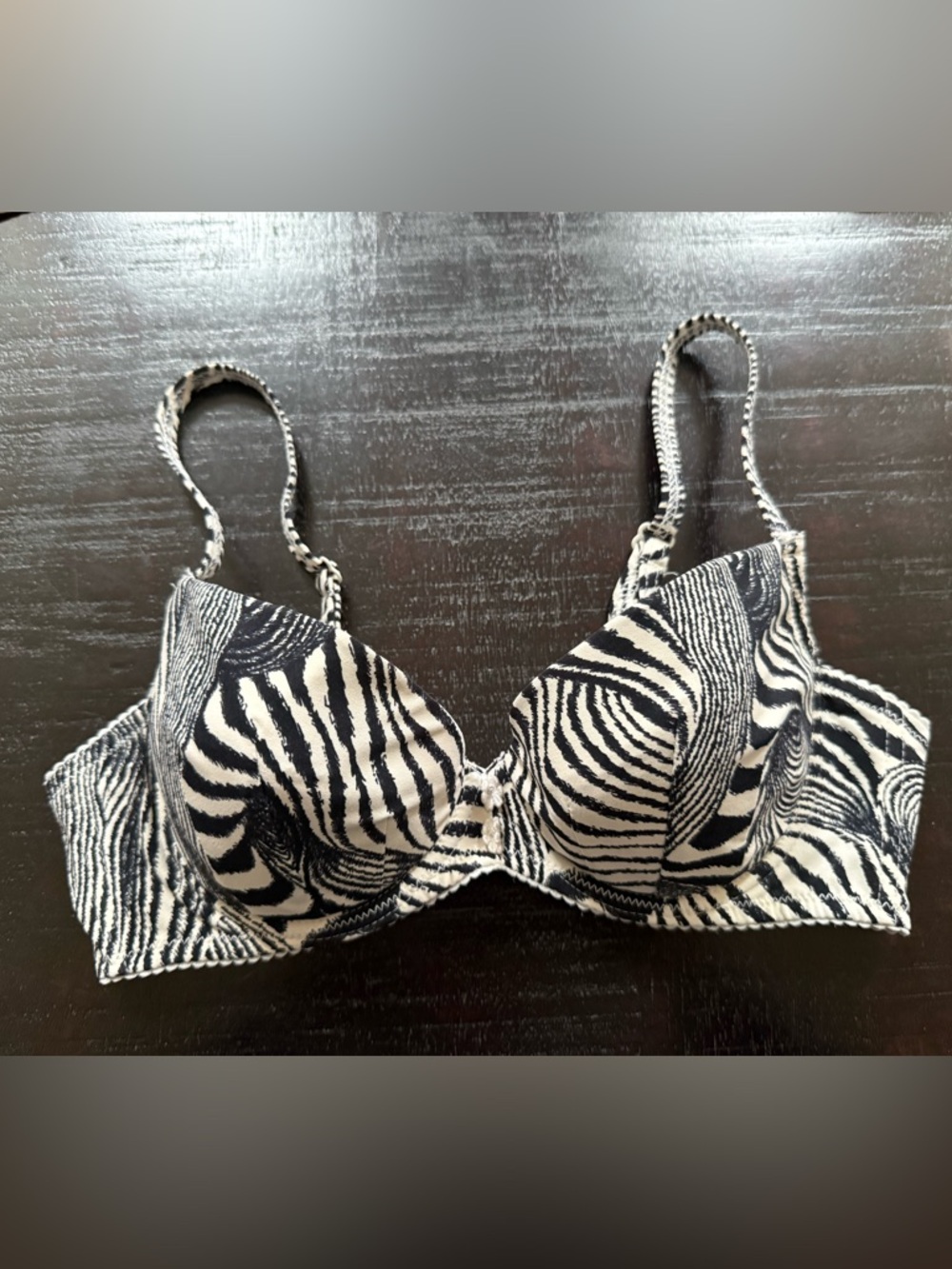 Zebra Print Underwire Bra in Black & White - Women Intimates